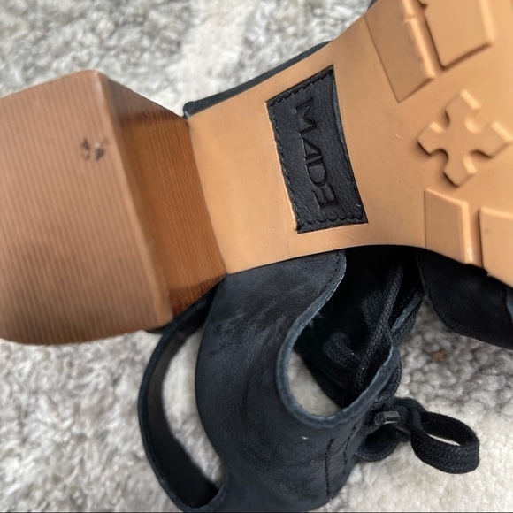 M4D3 Madi Black Suede Sandals 4" Block Heels Size 7.5M - Picture 6 of 15